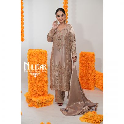 Light Pink Lamé Silk Pant Suit