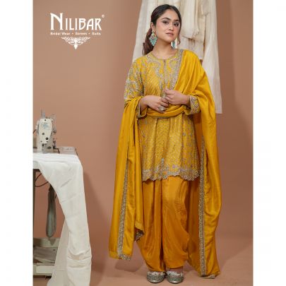 Mustard Yellow Silk Short Anarkali With Salwar Suit