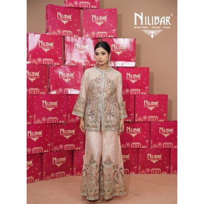Pastel Pink Lamé Tissue Indo-Western Set