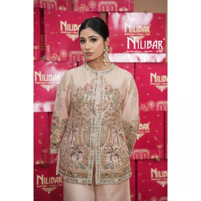 Pastel Pink Lamé Tissue Indo-Western Set