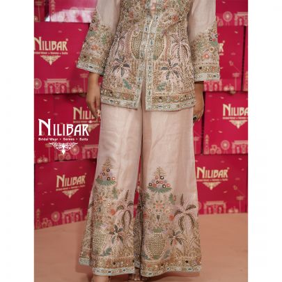 Pastel Pink Lamé Tissue Indo-Western Set