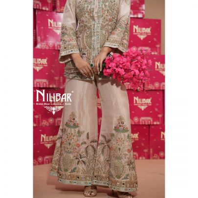 Pastel Pink Lamé Tissue Indo-Western Set