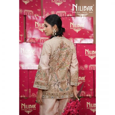 Pastel Pink Lamé Tissue Indo-Western Set