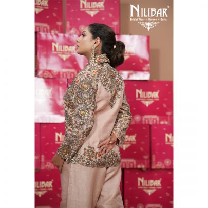 Blush Pink Silk Three Piece Indo-Western Set