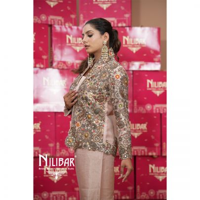 Blush Pink Silk Three Piece Indo-Western Set