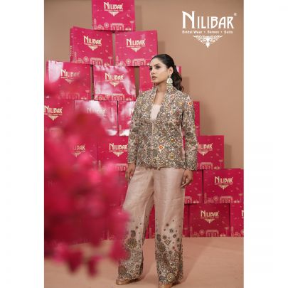 Blush Pink Silk Three Piece Indo-Western Set