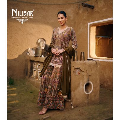 Mehandi Green Crepe Printed Garara Suit