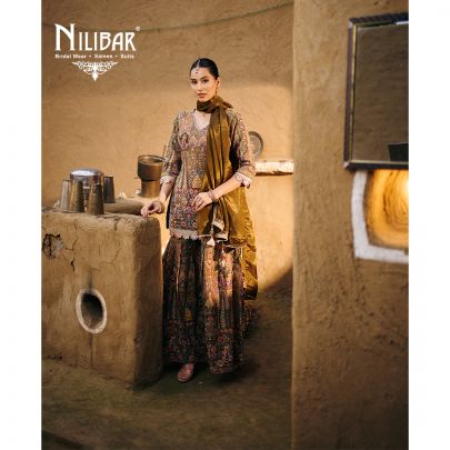 Mehandi Green Crepe Printed Garara Suit