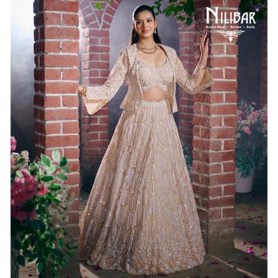 Beige Net Lehenga