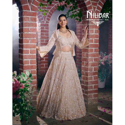 Beige Net Lehenga