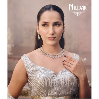 Beige Net Embroidered Lehenga
