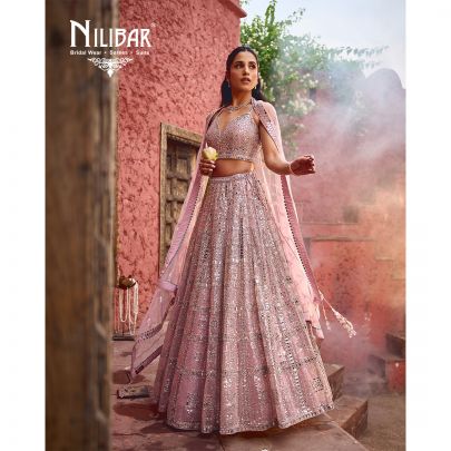 Lemonade Pink Net Lehenga With Net Dupatta