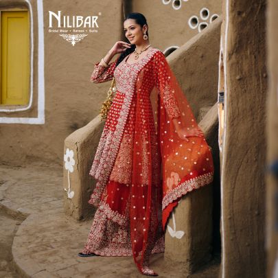 Orange Georgette Short Anarkali Suit