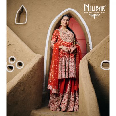 Orange Georgette Short Anarkali Suit