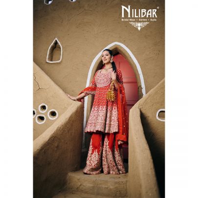 Orange Georgette Short Anarkali Suit