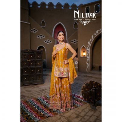 Mustard Chinon Garara Suit