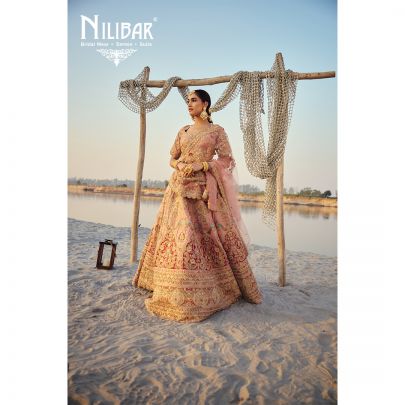 Blush Pink Silk Heavy Embroidered Silk Blouse & Lehenga