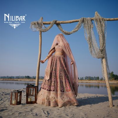 Peach Heavy Embroidered Silk Blouse & Lehenga