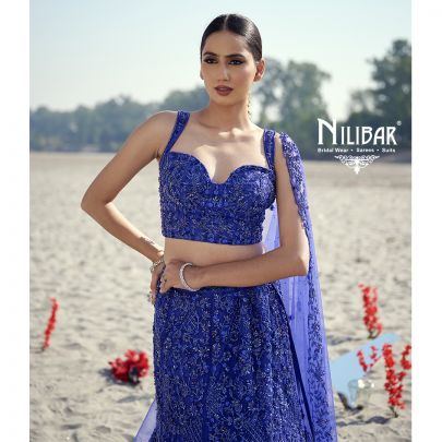 Ink Blue Net Lehenga