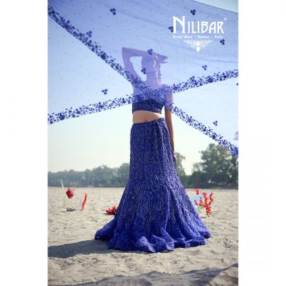 Ink Blue Net Lehenga