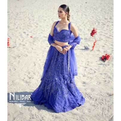 Ink Blue Net Lehenga