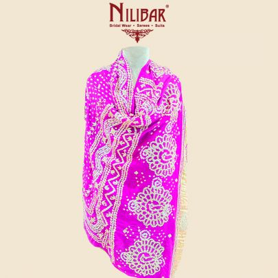 Purple Silk Embroidered Dupatta
