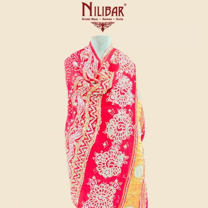 Red Silk Embroidered Dupatta