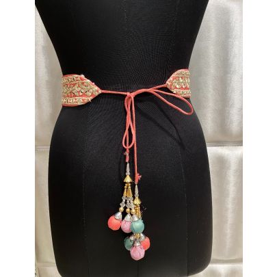 Salmon pink Silk Belt