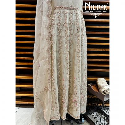 Beige Semi Stitch Anarkali
