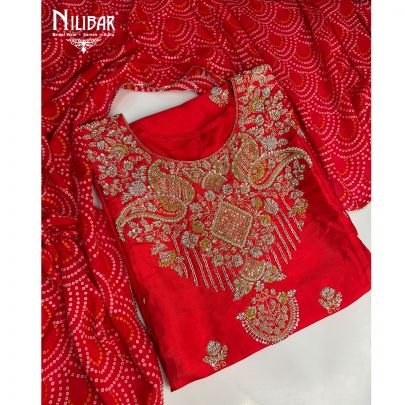 Red Silk Unstitched Suit
