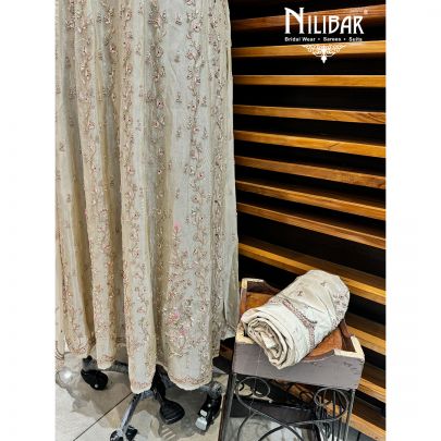 Beige Semi Stitch Anarkali