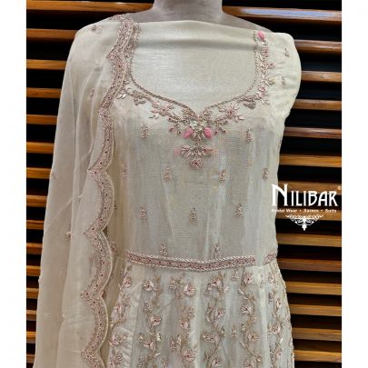 Beige Semi Stitch Anarkali
