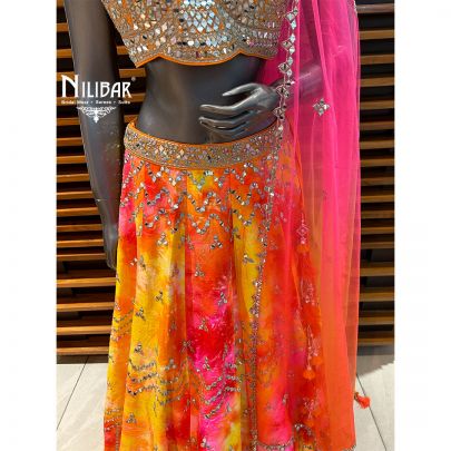 Multicolored Silk Printed lehenga
