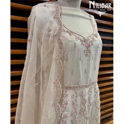 Beige Semi Stitch Anarkali