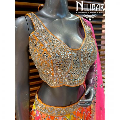 Multicolored Silk Printed lehenga