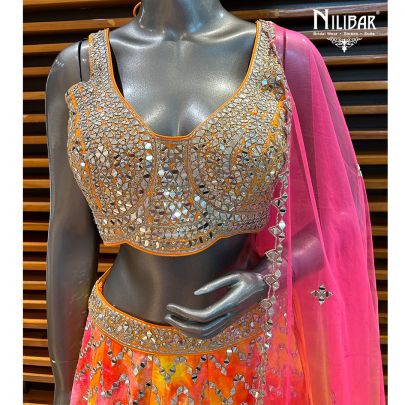 Multicolored Silk Printed lehenga