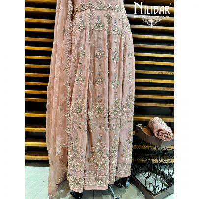 Pink Semi Stitch Anarkali