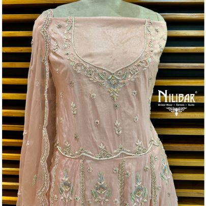Pink Semi Stitch Anarkali