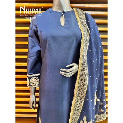 Blue Silk Pant Suit