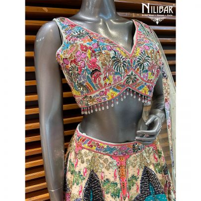 Multi-color Silk Printed lehenga