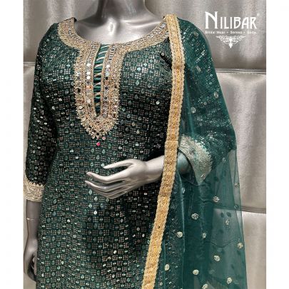Bottle Green Georgette Garara Suit