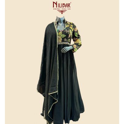 Black Chinnon Anarkali Suit