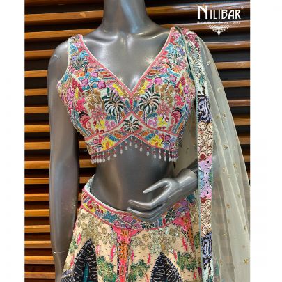 Multi-color Silk Printed lehenga