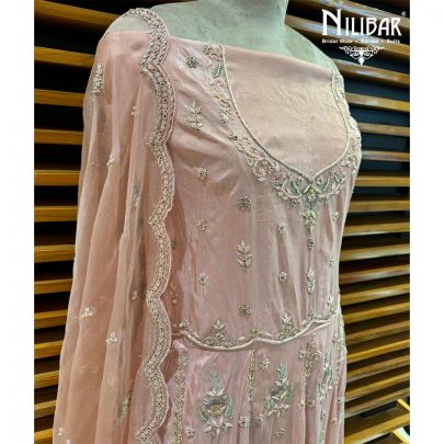 Pink Semi Stitch Anarkali
