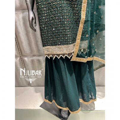 Bottle Green Georgette Garara Suit