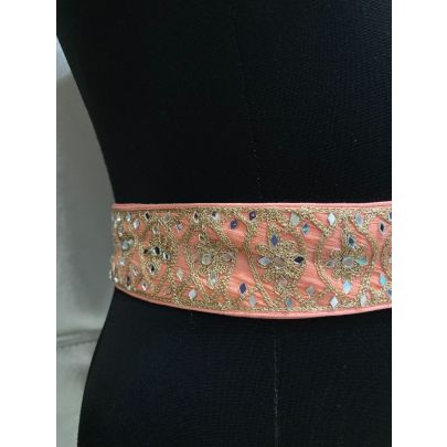 Peach Pink Silk Belt