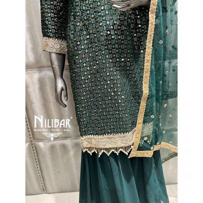 Bottle Green Georgette Garara Suit