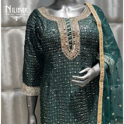 Bottle Green Georgette Garara Suit