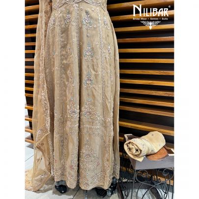 Camel Semi Stitch Anarkali