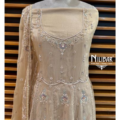 Camel Semi Stitch Anarkali